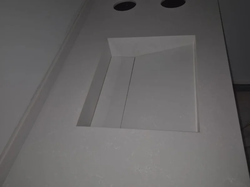 Tek parça lavabo kesimi detayı, Gencer Mermer uygulaması